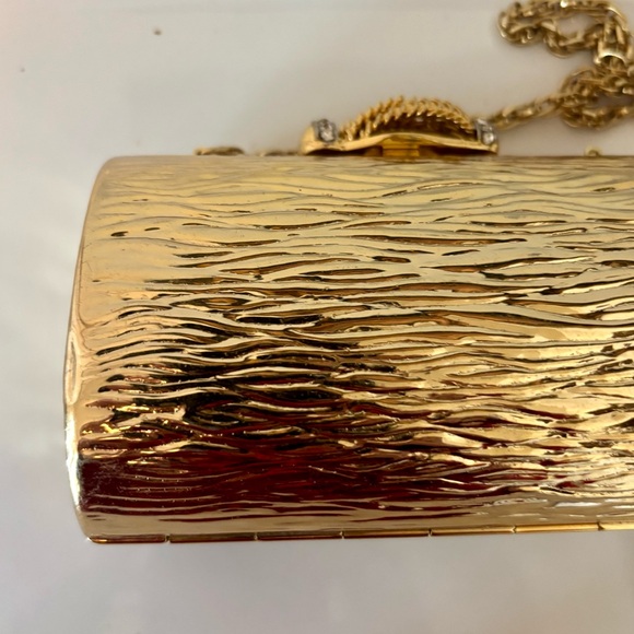 Vintage Rodo Gold Metal Swarovski Crystal Clutch Purse - Picture 12 of 12
